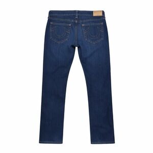 True Religion Ricky Relaxed Straight Dark Wash Jeans Mens 34 Horseshoe Stitching